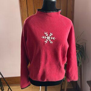 Vintage 90s Y2K Woolrich Snowflake Sweater Red Ski Lodge Winter Sz M Grandmacore